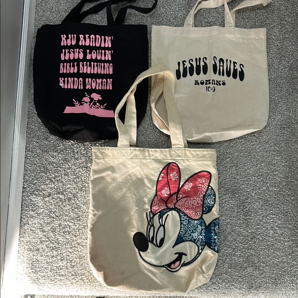 Three tote bags
